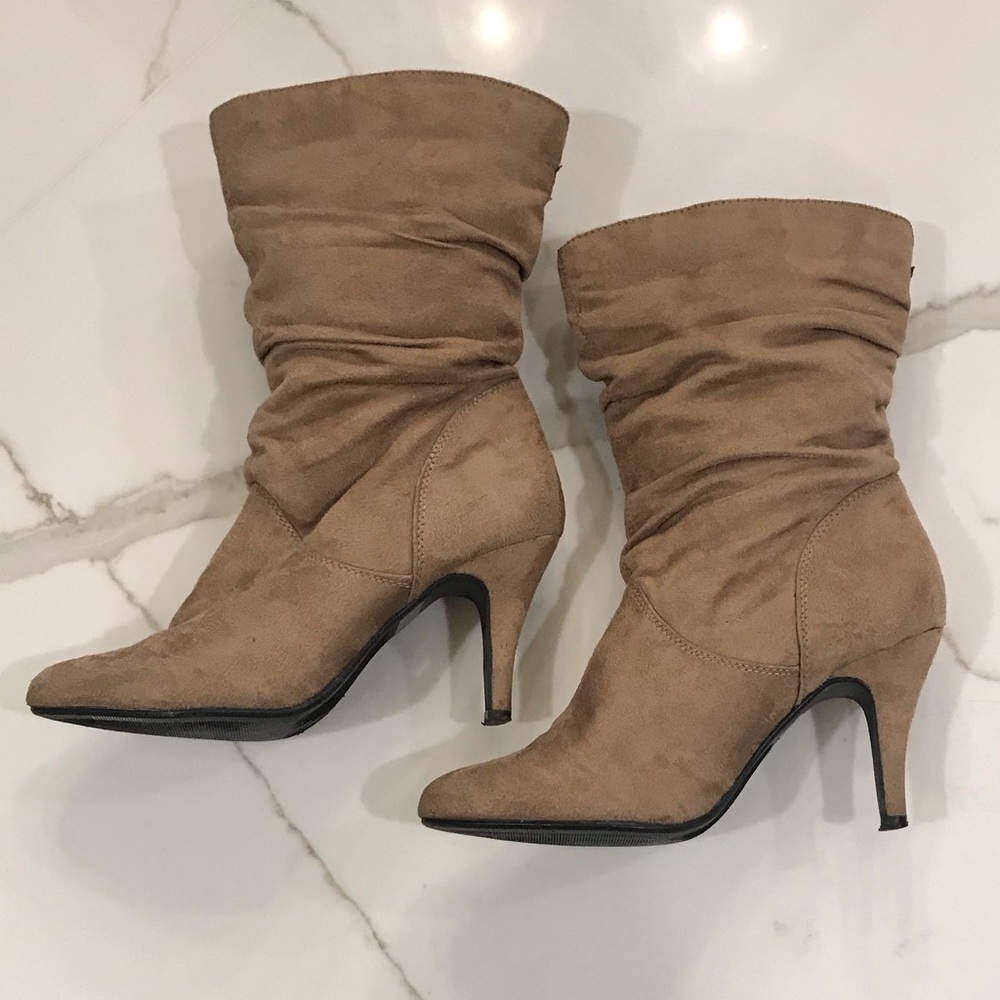 Slouchy Suede Heeled Boots